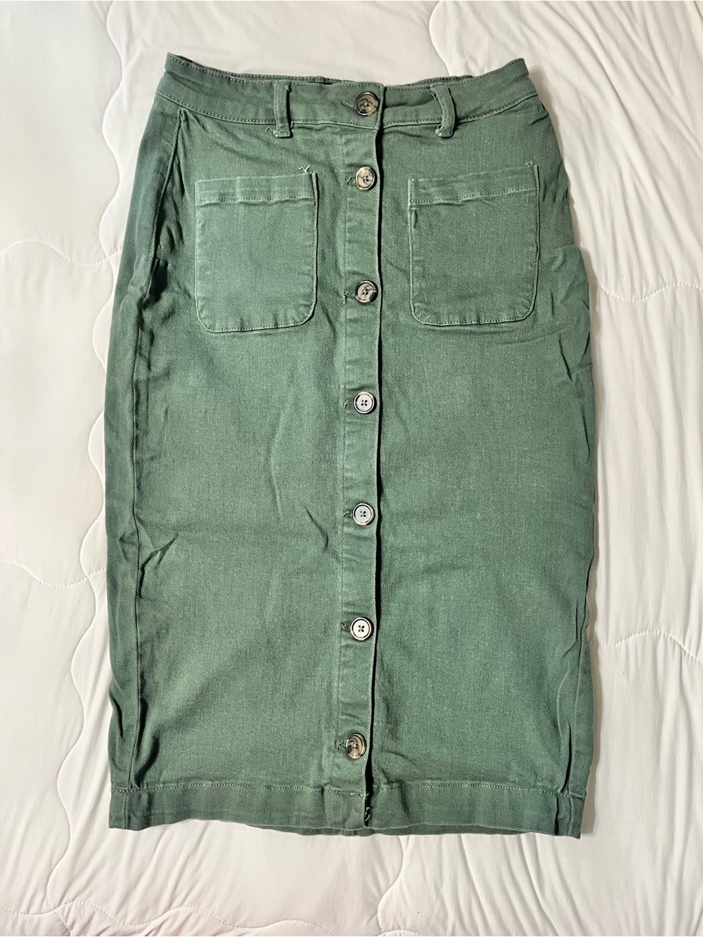 Vero Moda Button-Front Green Pencil Skirt